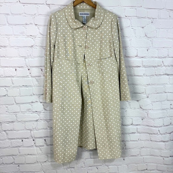 Vintage new with tags Polka Dot 2-Piece Set Dress & Jacket Size medium Linen - Picture 1 of 16